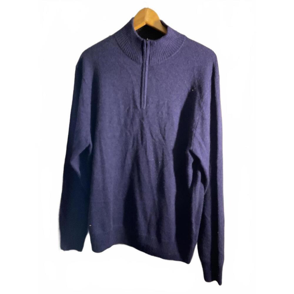Allen Solly Blueberry 100% Cashmere Men's Half-Zip Sweater Medium